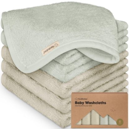 Picture of 6-Pack Baby Washcloths - Soft Viscose from Bamboo Washcloth, Baby Wash Cloths for Newborn, Kids, Bath Baby Towels, Face Towel, Face Cloths for Washing Face(Stone/Dove)