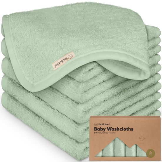 Picture of 6-Pack Baby Washcloths - Soft Viscose from Bamboo Washcloth, Baby Wash Cloths for Newborn, Kids, Bath Baby Towels, Face Towel, Face Cloths for Washing Face(Pistachio)