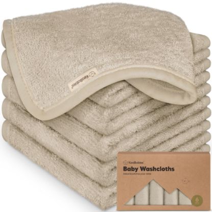 Picture of 6-Pack Baby Washcloths - Soft Viscose from Bamboo Washcloth, Baby Wash Cloths for Newborn, Kids, Bath Baby Towels, Face Towel, Face Cloths for Washing Face (Earth Brown)