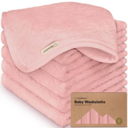 Picture of 6-Pack Baby Washcloths - Soft Viscose from Bamboo Washcloth, Baby Wash Cloths for Newborn, Kids, Bath Baby Towels, Face Towel, Face Cloths for Washing Face(Rosy)