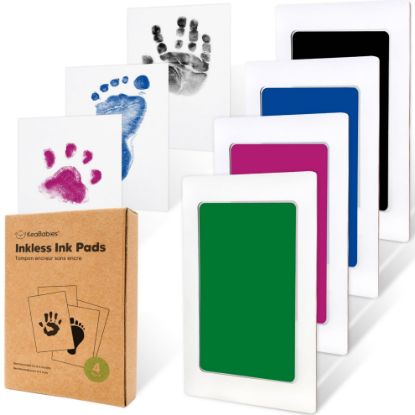 Picture of 4-Pack Inkless Hand and Footprint Kit - Ink Pad for Baby Hand and Footprints - Dog Paw Print Kit,Dog Nose Print Kit - Baby Footprint Kit, Clean Touch Baby Foot Printing Kit, Handprint Kit (Holidays)