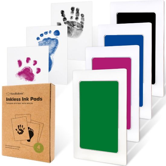 Picture of 4-Pack Inkless Hand and Footprint Kit - Ink Pad for Baby Hand and Footprints - Dog Paw Print Kit,Dog Nose Print Kit - Baby Footprint Kit, Clean Touch Baby Foot Printing Kit, Handprint Kit (Holidays)