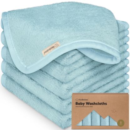 Picture of 6-Pack Baby Washcloths - Soft Viscose from Bamboo Washcloth, Baby Wash Cloths for Newborn, Kids, Bath Baby Towels, Face Towel, Face Cloths for Washing Face (Sky)