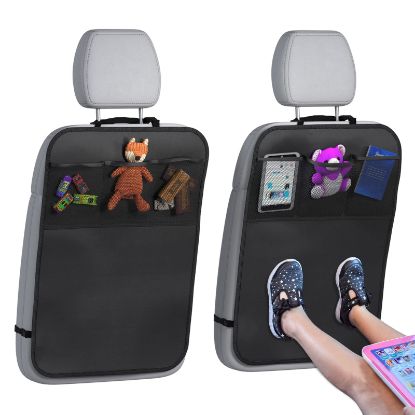 Picture of lebogner Back Seat Cover For Kids + 3 Pocket Storage Organizer, 2 Pack X-Large Waterproof Kick Mats Backseat Protector, Car Seat Back Protectors For Vehicles To Protect From Dirt, Mud & Scratches