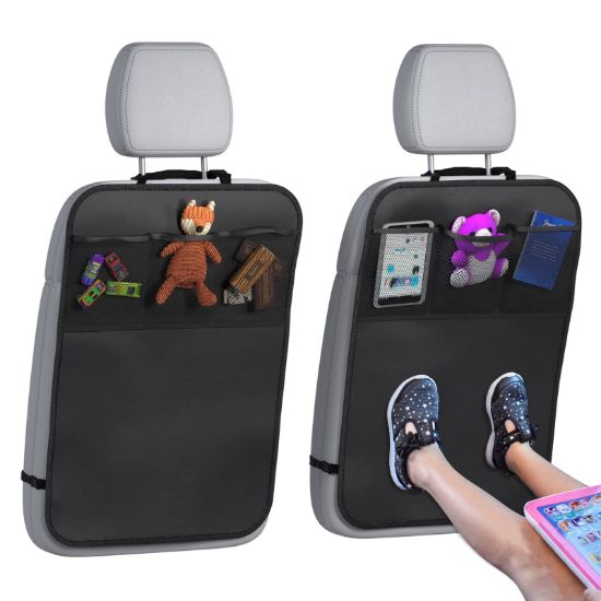 Picture of lebogner Back Seat Cover For Kids + 3 Pocket Storage Organizer, 2 Pack X-Large Waterproof Kick Mats Backseat Protector, Car Seat Back Protectors For Vehicles To Protect From Dirt, Mud & Scratches