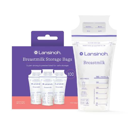 Picture of Lansinoh Breastmilk Storage Bags, 100 Count, Baby Essentials, Fast Freeze & Thaw Breast Milk Bags for Baby Bottle Feeding, Superior Strength & Stretch, 6 Ounce