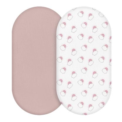 Picture of Muslin Bassinet Fitted Sheets, 2 Pack for Baby Boy and Girl, Soft Breathable Baby Pad/Mattress Sheet, Fit for Hourglass Oval and Rectangle Bassinet Mattress (Pink Cloud)