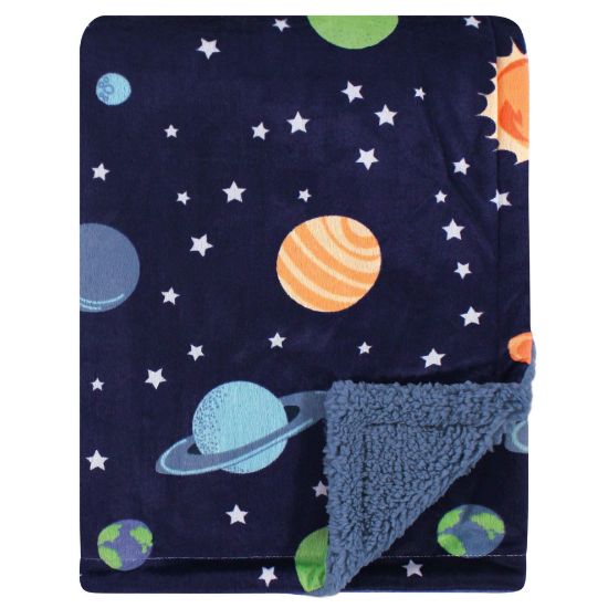 Picture of Hudson Baby Unisex Baby Plush Mink and Sherpa Blanket, Solar System, One Size