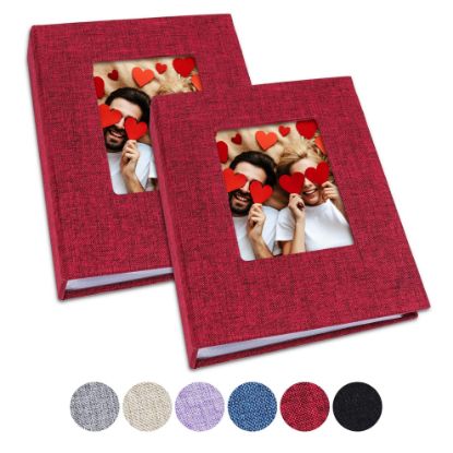 Picture of Vienrose Small Photo Album 4x6 Photos, 2 Pack Linen Cover Mini Photo Book, 26-Page Holds 52 Pictures, Artwork or Postcards Storage for Baby