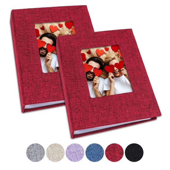 Picture of Vienrose Small Photo Album 4x6 Photos, 2 Pack Linen Cover Mini Photo Book, 26-Page Holds 52 Pictures, Artwork or Postcards Storage for Baby