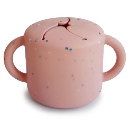 Picture of mushie Silicone Snack Cup | Spill Proof Food Container for Toddler and Baby (Powder Pink Confetti)