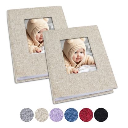 Picture of Vienrose Small Baby Photo Album 4x6 Photos, 2 Pack Linen Cover Mini Photo Book, 26-Page Holds 52 Pictures, Artwork or Postcards Storage