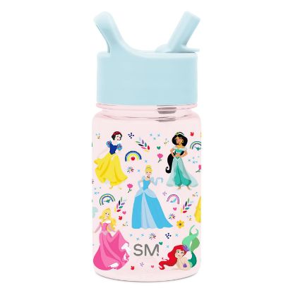Picture of Simple Modern Disney Princess Kids Water Bottle Plastic BPA-Free Tritan Cup with Leak Proof Straw Lid | Reusable and Durable for Toddlers, Girls | Summit Collection | 12oz, Princess Rainbows