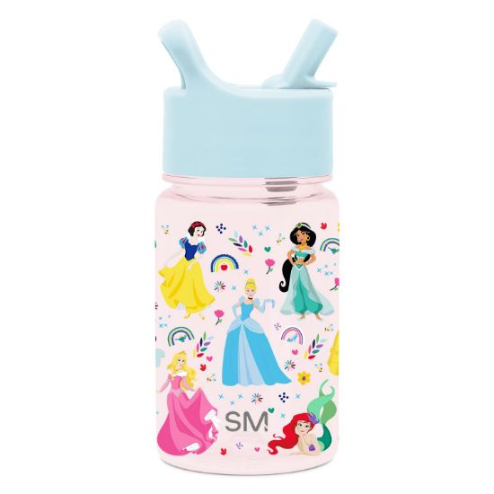 Picture of Simple Modern Disney Princess Kids Water Bottle Plastic BPA-Free Tritan Cup with Leak Proof Straw Lid | Reusable and Durable for Toddlers, Girls | Summit Collection | 12oz, Princess Rainbows