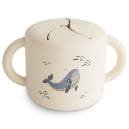 Picture of mushie Silicone Snack Cup | Spill Proof Food Container for Toddler and Baby (Whales)