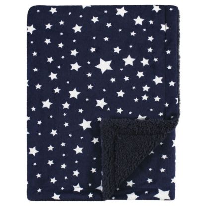 Picture of Hudson Baby Unisex Baby Plush Mink and Sherpa Blanket, Navy Star, One Size