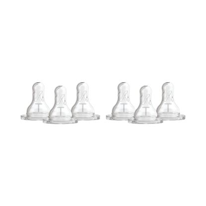 Picture of Dr. Brown’s Level T Narrow Baby Bottle Nipple, Slower Flow Rate for Infants, 100% Silicone Bottle Nipple, BPA Free, 0m+ - 6-Pack