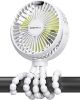 Picture of SWEETFULL Portable Stroller Fan with Display 4000mAh Battery Powered Mini Clip On Fan, 4-Speed Rechargeable Small Personal Cooling for Baby Car Seat Crib Travel - White