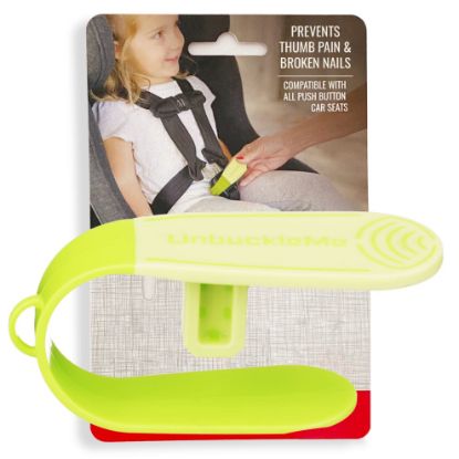 Picture of UnbuckleMe Car Seat Buckle Release Tool - Easy Opener Aid for Arthritis, Long Nails, Older Kids - Button pusher for infant, toddler, convertible 5 pt harness car seats - As Seen on Shark Tank (Lime)