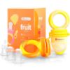 Picture of NatureBond Baby Food Feeder/Fruit Feeder Pacifier Nibbler (2 Pack) - Infant Teething Toy Teether Weaning in Appetizing Colors | + Additional Silicone Sacs