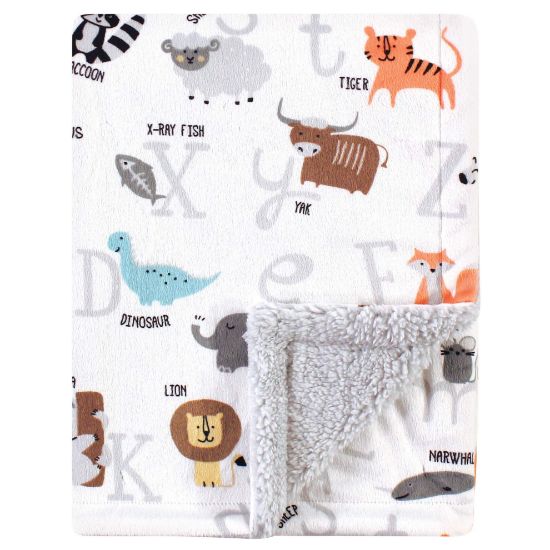 Picture of Hudson Baby Unisex Baby Plush Mink and Sherpa Blanket, Alphabet Animals, One Size