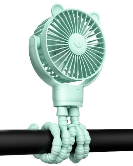 Picture of GOTOTO Baby Stroller Fan, Rechargeable Portable Fan with 2000 mAh Battery Operated,3 Wind Speed,360-Degree Rotation,Ultra-Low Noise Level,Safe mini fan for your baby