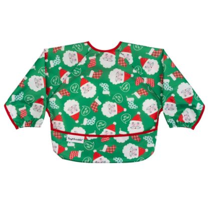 Picture of Tiny Twinkle Mess Proof Baby Bib, Cute Full Sleeve Bib Outfit, Waterproof Bibs for Toddlers, Machine Washable, Tug Proof, Baby Smock for Eating, Long Sleeved (Santa, Small 6-24 Months)
