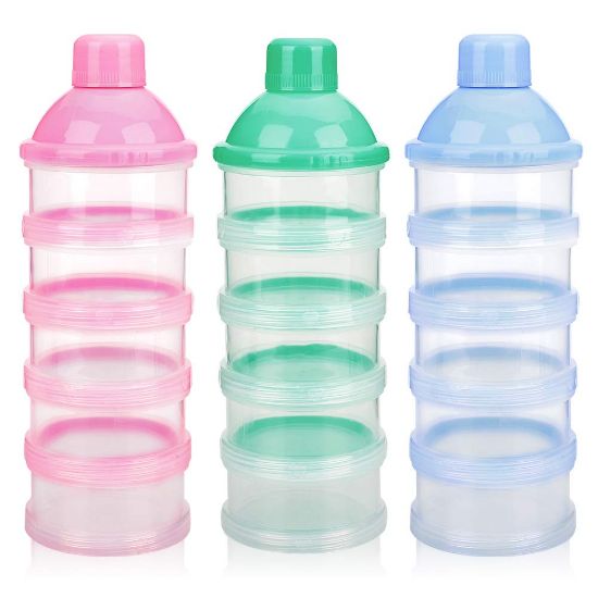 Picture of Accmor Formula Dispenser On The Go, 5 Compartments Stackable Formula Container for Travel, Baby Milk Powder Kids Snack Container, BPA Free