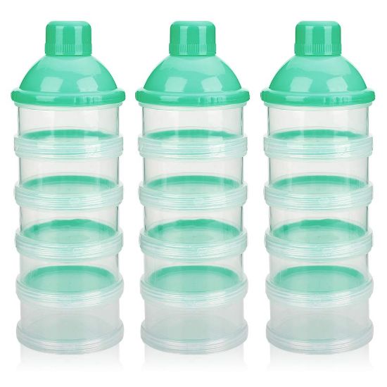 Picture of Accmor Formula Dispenser On The Go, 5 Compartments Stackable Formula Container for Travel, Baby Milk Powder Kids Snack Container, BPA Free