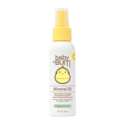 Picture of Sun Bum Baby Bum SPF 50 Sunscreen Spray | Mineral UVA/UVB Face and Body Protection for Sensitive Skin | Fragrance Free | Travel Size | 3 FL OZ