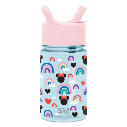 Picture of Simple Modern Disney Minnie Mouse Kids Water Bottle Plastic BPA-Free Tritan Cup with Leak Proof Straw Lid | Reusable and Durable for Toddlers, Girls | Summit Collection | 12oz, Minnie Mouse Rainbows