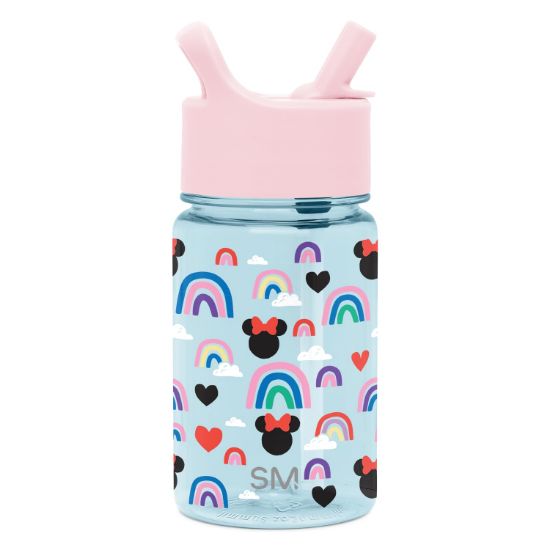Picture of Simple Modern Disney Minnie Mouse Kids Water Bottle Plastic BPA-Free Tritan Cup with Leak Proof Straw Lid | Reusable and Durable for Toddlers, Girls | Summit Collection | 12oz, Minnie Mouse Rainbows