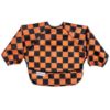 Picture of Tiny Twinkle Mess Proof Baby Bib, Cute Full Sleeve Bib Outfit, Waterproof Bibs for Toddlers, Machine Washable, Tug Proof, Baby Smock for Eating, Long Sleeved (Orange,Black Checkers, Small 6-24 Months)