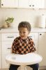 Picture of Tiny Twinkle Mess Proof Baby Bib, Cute Full Sleeve Bib Outfit, Waterproof Bibs for Toddlers, Machine Washable, Tug Proof, Baby Smock for Eating, Long Sleeved (Orange,Black Checkers, Small 6-24 Months)