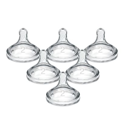 Picture of Dr. Brown's Natural Flow Level 2 Wide-Neck Baby Bottle Silicone Nipple, Medium Flow, 3m+, 100% Silicone Bottle Nipple, count 6 (Pack of 1)