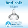 Picture of Dr. Brown's Natural Flow Level 2 Wide-Neck Baby Bottle Silicone Nipple, Medium Flow, 3m+, 100% Silicone Bottle Nipple, count 6 (Pack of 1)