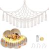 Picture of CERETIA Stuffed Animal Hammock with LED Light, Jumbo Toy Hammock for Stuffed Animals Storage for Kids Room Decor, Stuffed Animal Hammock Corner, White