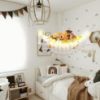 Picture of CERETIA Stuffed Animal Hammock with LED Light, Jumbo Toy Hammock for Stuffed Animals Storage for Kids Room Decor, Stuffed Animal Hammock Corner, White