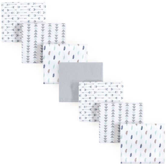 Picture of Luvable Friends Unisex Baby Cotton Flannel Receiving Blankets, Boy Feathers 7-Pack, One Size