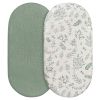 Picture of Muslin Bassinet Fitted Sheets, 2 Pack for Baby Boy and Girl, Soft Breathable Stretchy Baby Pad/Mattress Sheet Set, Universal Fit for Hourglass Oval and Rectangle Bassinet Mattress (Natural Leaves)