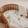Picture of Muslin Bassinet Fitted Sheets, 2 Pack for Baby Boy and Girl, Soft Breathable Stretchy Baby Pad/Mattress Sheet Set, Universal Fit for Hourglass Oval and Rectangle Bassinet Mattress (Natural Leaves)