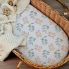 Picture of Muslin Bassinet Fitted Sheets, 2 Pack for Baby Boy and Girl, Soft Breathable Stretchy Baby Pad/Mattress Sheet Set, Universal Fit for Hourglass Oval and Rectangle Bassinet Mattress (Bright Leaves)