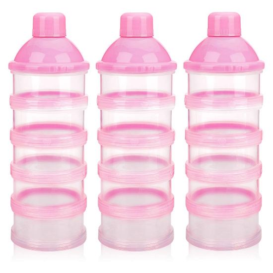 Picture of Accmor Formula Dispenser On The Go, 5 Compartments Stackable Formula Container for Travel, Baby Milk Powder Kids Snack Container, BPA Free