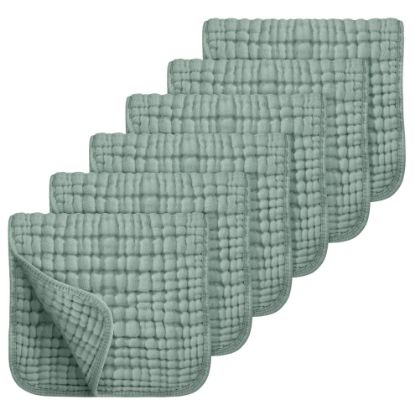 Picture of Looxii Muslin Burp Cloths 100% Cotton Large 20''x10'' Extra Soft and Absorbent 6 Pack Baby Burping Cloth for Boys Girls (Dark Green)