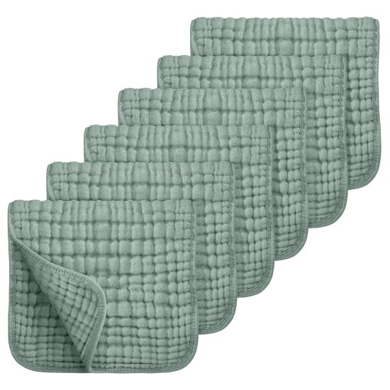 Picture of Looxii Muslin Burp Cloths 100% Cotton Large 20''x10'' Extra Soft and Absorbent 6 Pack Baby Burping Cloth for Boys Girls (Dark Green)