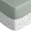 Picture of Yoofoss Pack and Play Sheets Fitted, Mini Crib Sheets 2-Pack for Pack N Play Mattress, Stretchy Playard Sheet, Soft and Breathable Green + Leaf