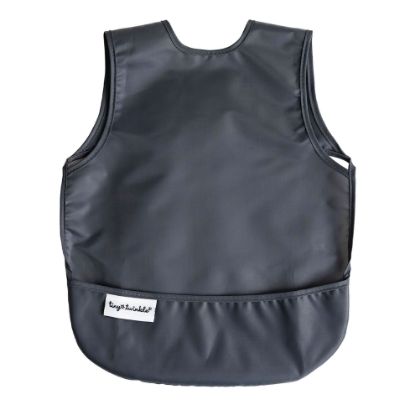 Picture of Tiny Twinkle Mess Proof Baby Bib - Waterproof Apron Machine Washable PVC, BPA, & Phthalate Free Great Travel for Eating Food Bibs (Charcoal, Small 6-24 Months) 3 ounces