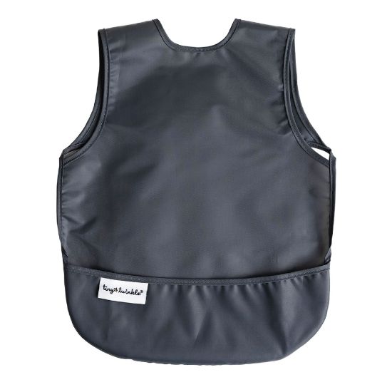 Picture of Tiny Twinkle Mess Proof Baby Bib - Waterproof Apron Machine Washable PVC, BPA, & Phthalate Free Great Travel for Eating Food Bibs (Charcoal, Small 6-24 Months) 3 ounces