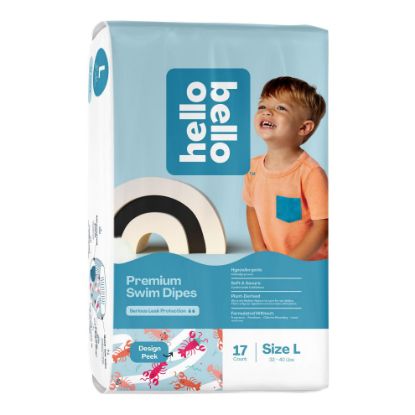 Picture of Hello Bello Premium Swim Diapers - Size L (32-40 lbs), Cute Extra-Bright Lobster Designs, 17 Count Jumbo Pack