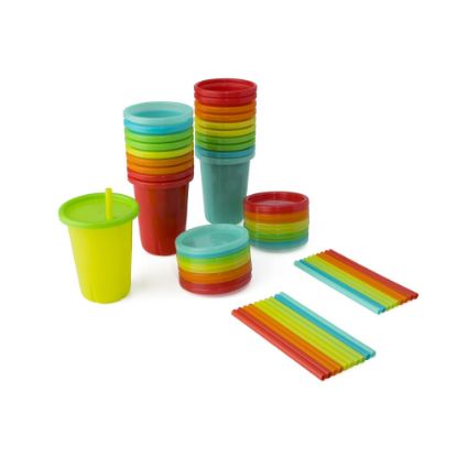 Picture of The First Years Take & Toss Toddler Straw Cups - Spill Proof Sippy Cups with Snap On Lids and Straws - Feeding Supplies and Party Supplies - 10 Oz - 20 Count